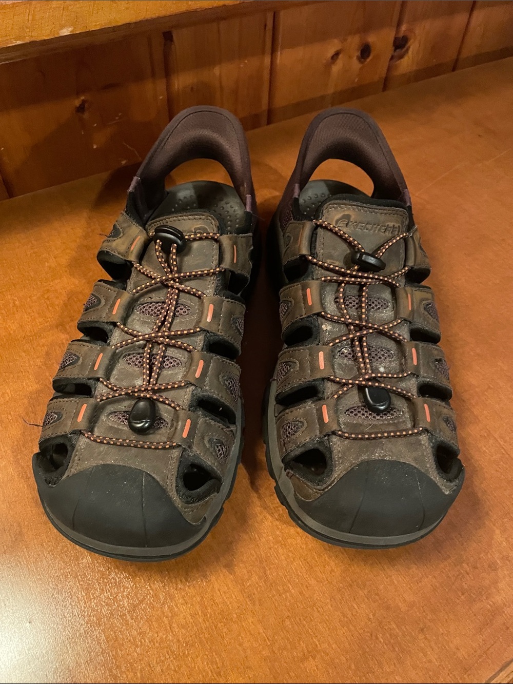 Men's Outdoor Closed-Toe Sandals - Brown Skechers slip Ins extra wide fit